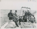 Image of Group on quarter deck- Webster, Stan, Barney, Happy, Miriam, Al at Wheel